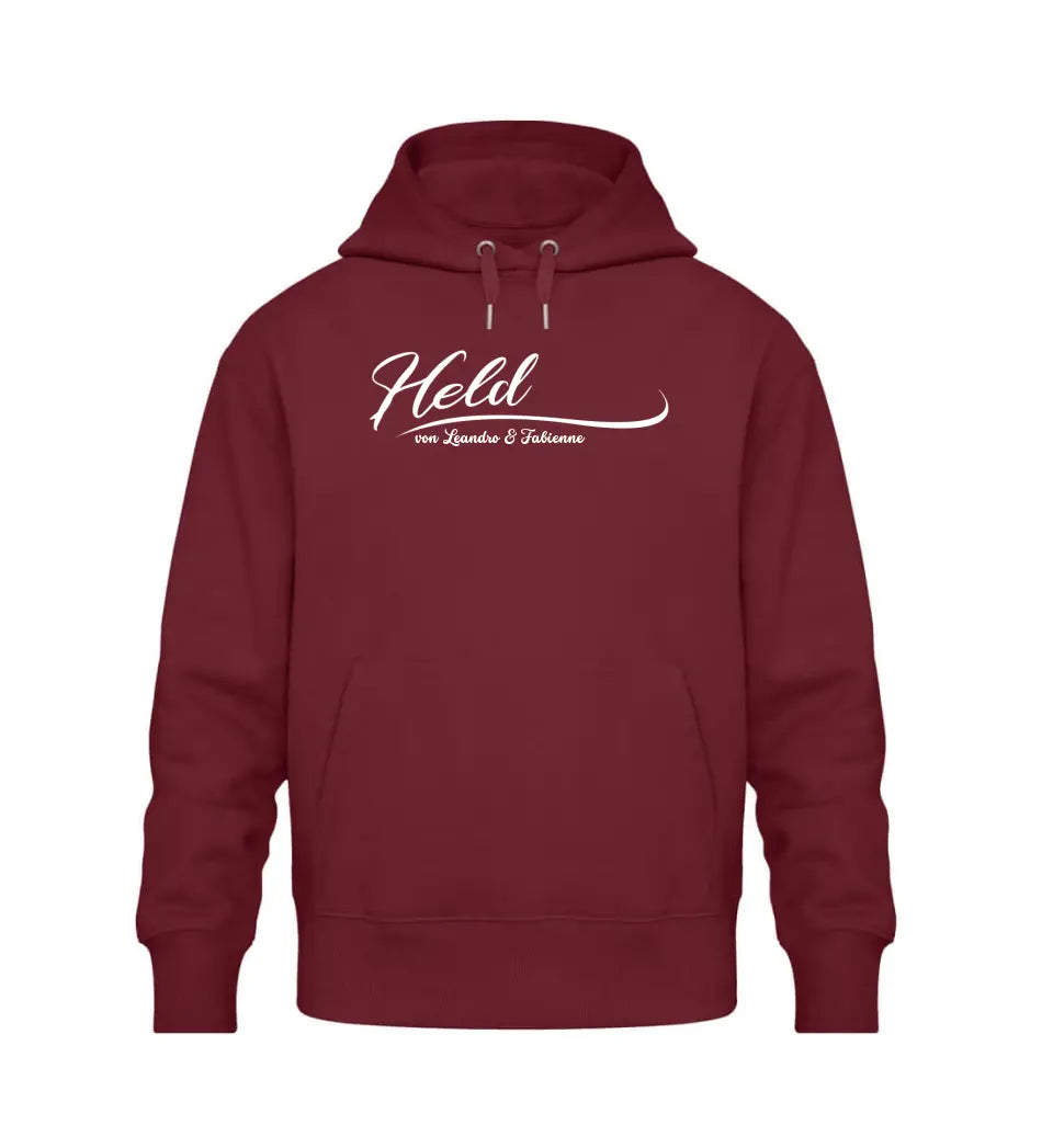 Held Hoodie mit Kindernamen personalisiert