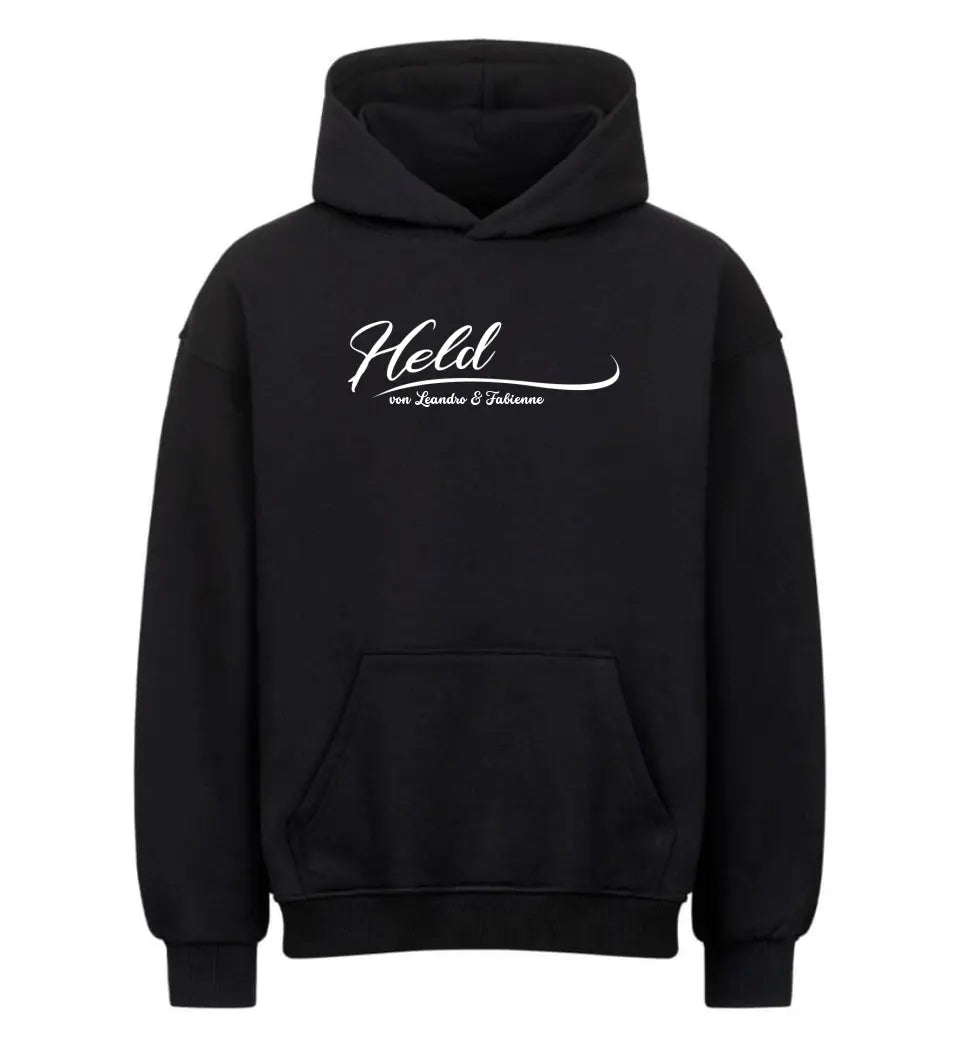 Held Hoodie mit Kindernamen personalisiert