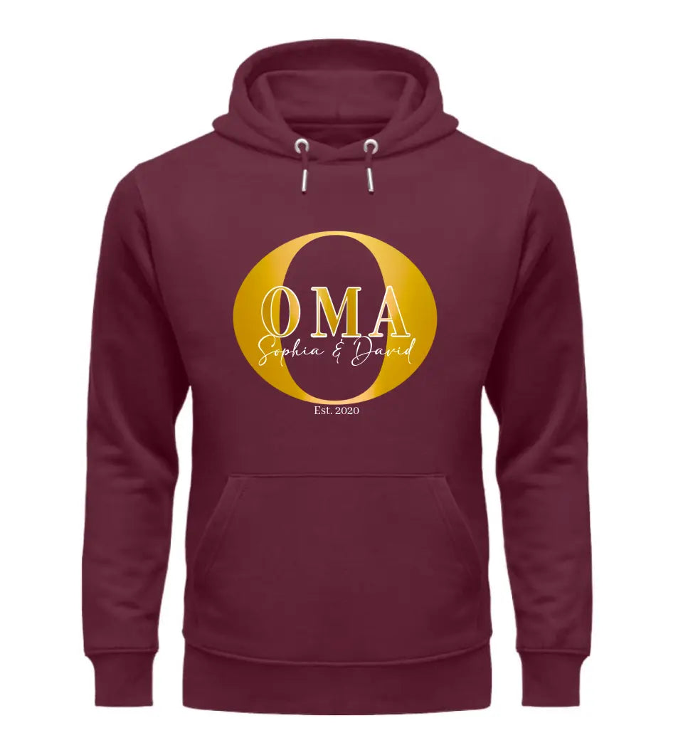 Oma und Kindernamen | personalisierter Premium Hoodie aus Biobaumwolle