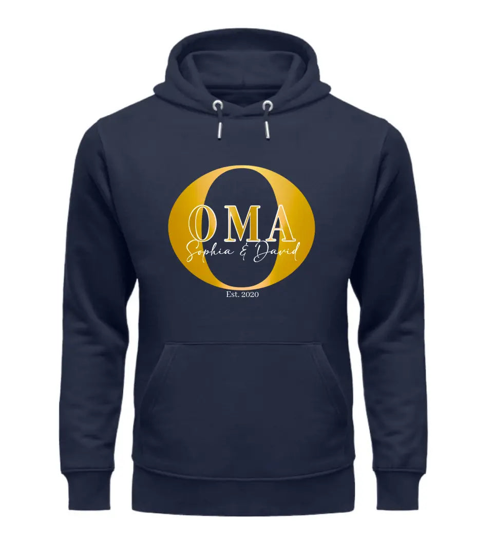 Oma und Kindernamen | personalisierter Premium Hoodie aus Biobaumwolle