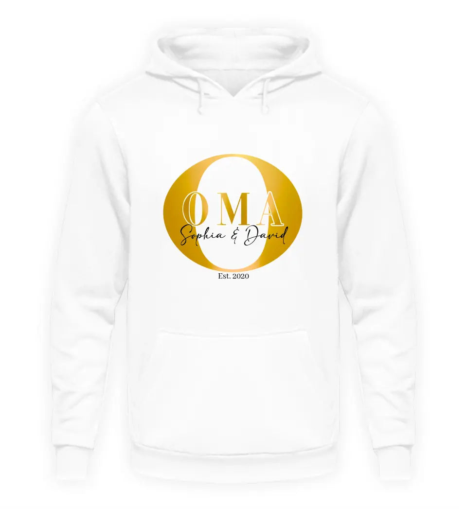 Oma und Kindernamen | personalisierter Premium Hoodie aus Biobaumwolle