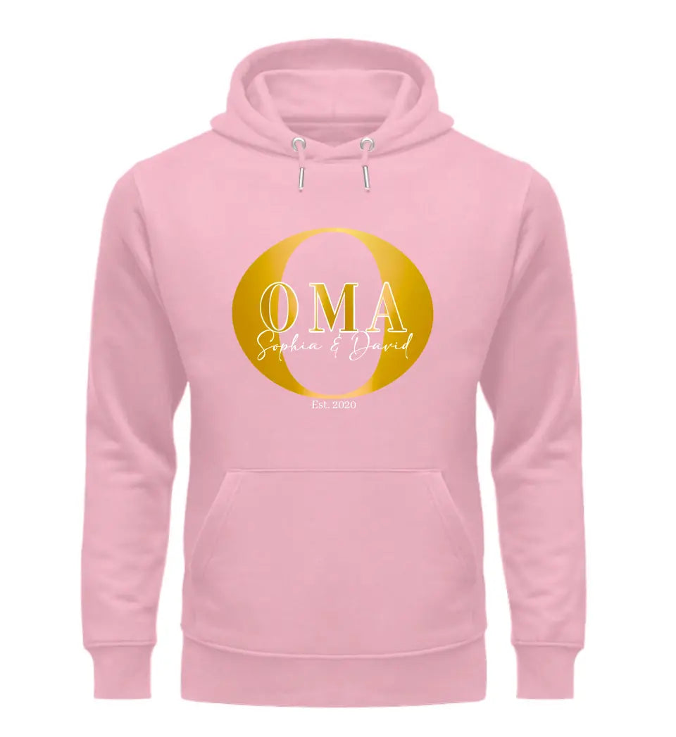 Oma und Kindernamen | personalisierter Premium Hoodie aus Biobaumwolle