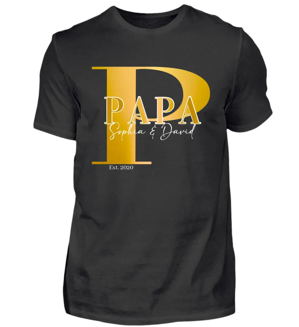 Papa und Kindernamen | personalisiertes Premium T-Shirt aus Biobaumwolle