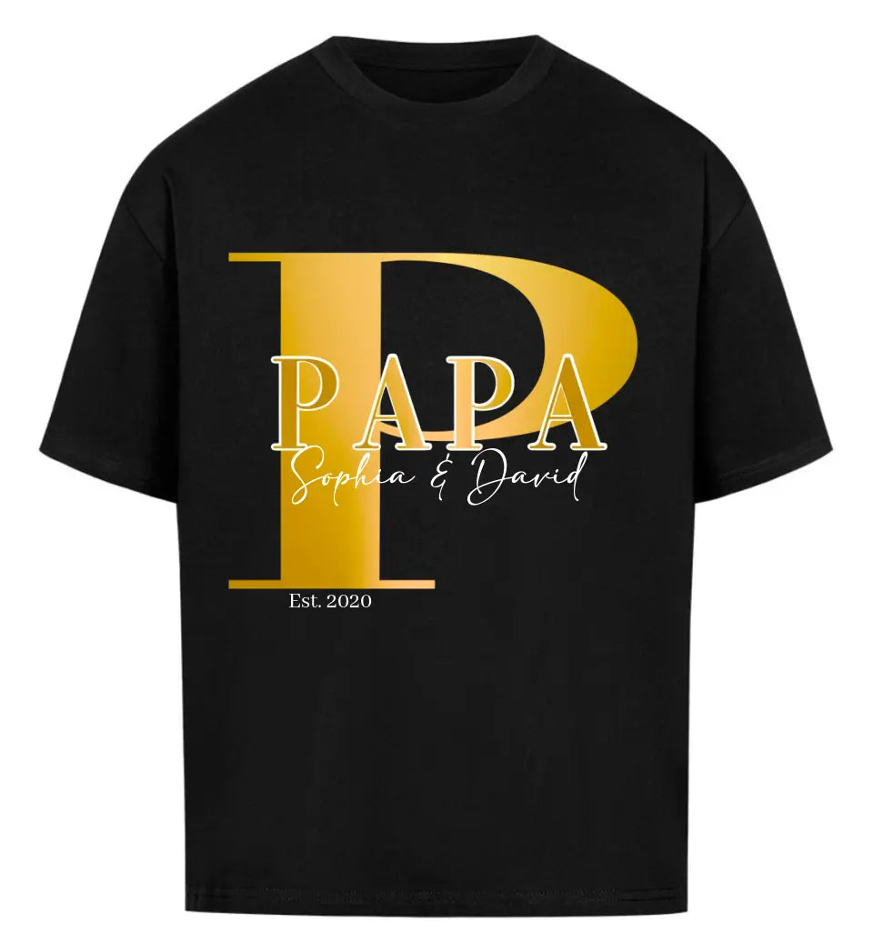 Papa und Kindernamen | personalisiertes Premium T-Shirt aus Biobaumwolle