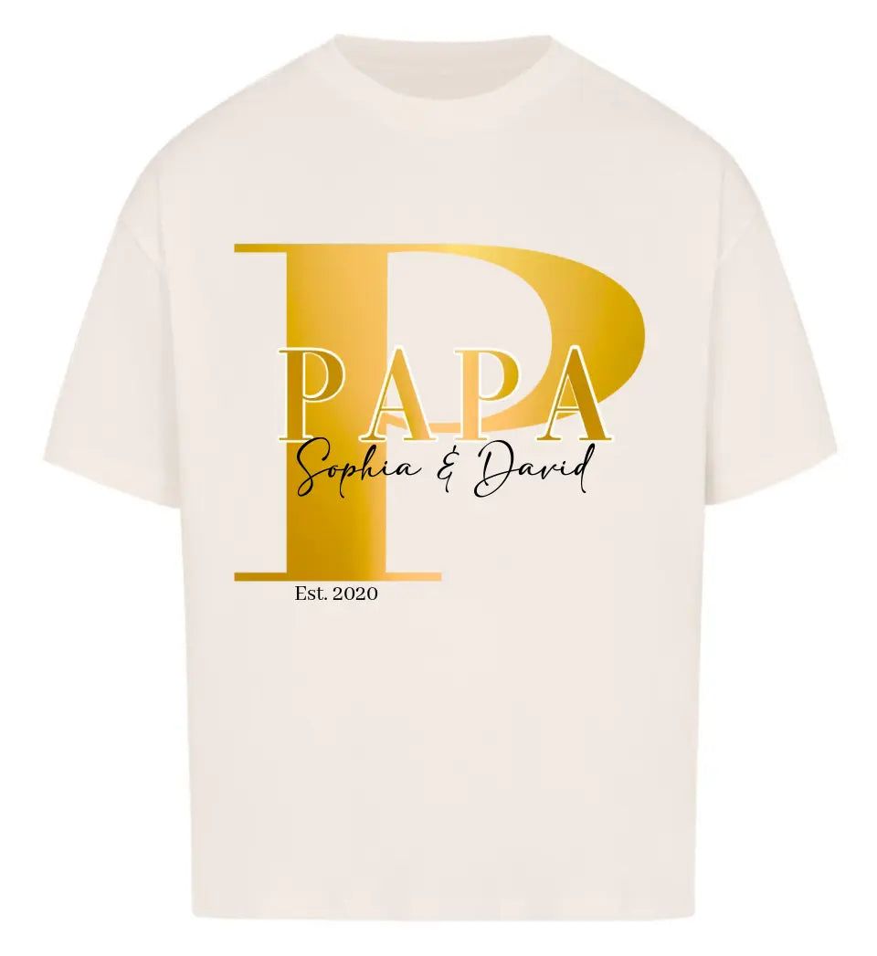 Papa und Kindernamen | personalisiertes Premium T-Shirt aus Biobaumwolle