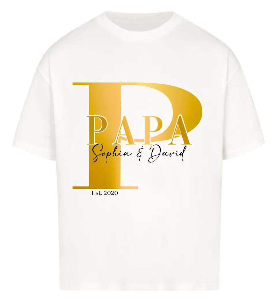 Papa und Kindernamen | personalisiertes Premium T-Shirt aus Biobaumwolle