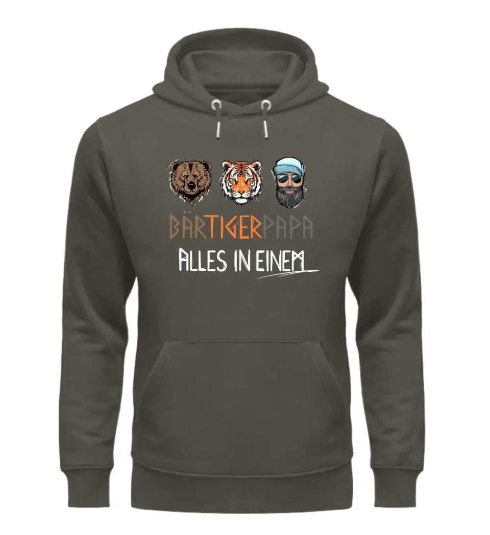 Bär Tiger Papa - personalisierbarer Premium Hoodie aus Biobaumwolle