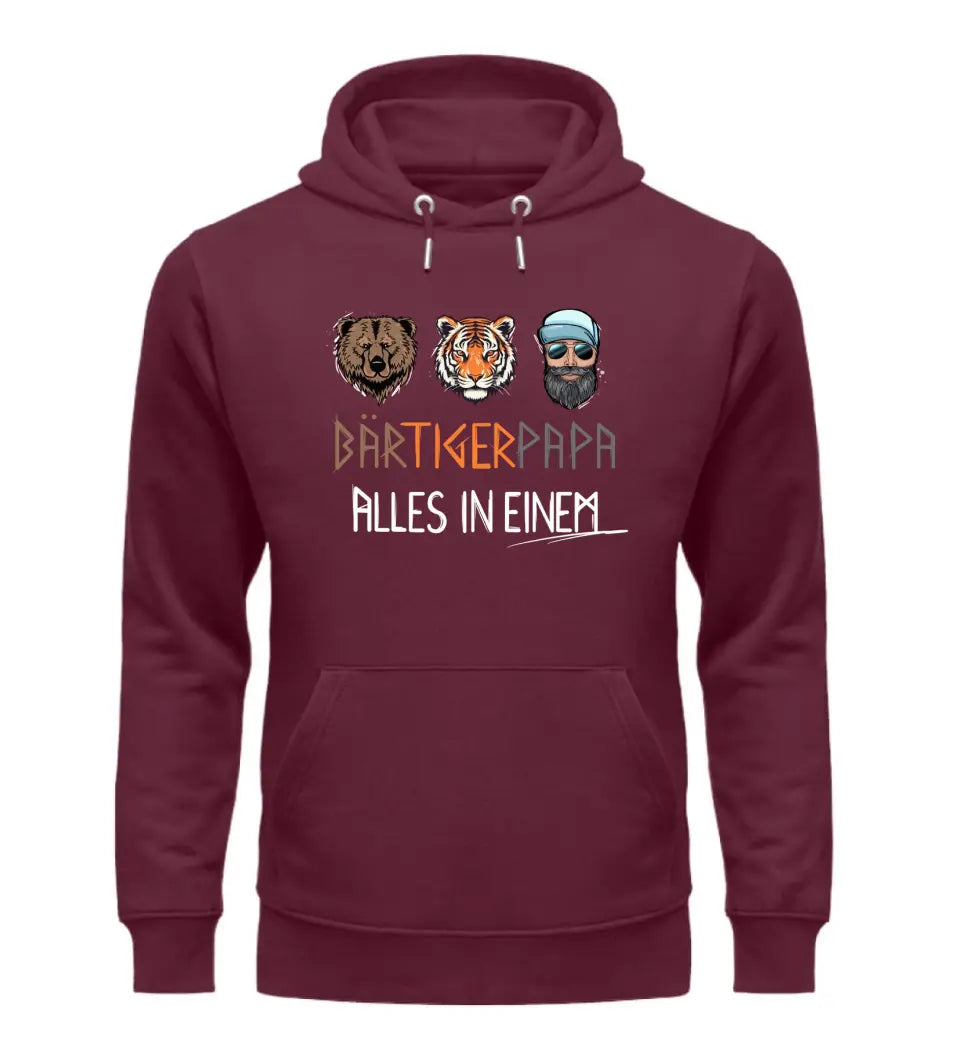 Bär Tiger Papa - personalisierbarer Premium Hoodie aus Biobaumwolle