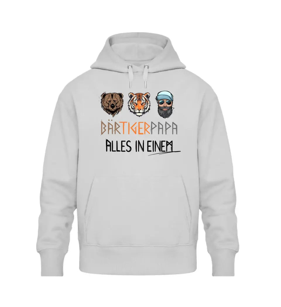 Bär Tiger Papa - personalisierbarer Premium Hoodie aus Biobaumwolle