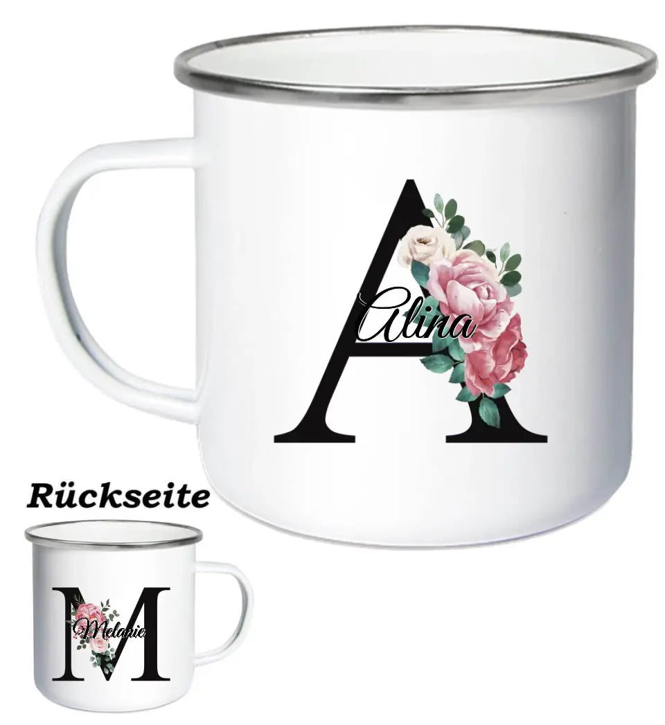 Personalisierte Tasse - Buchstaben mit Rosen