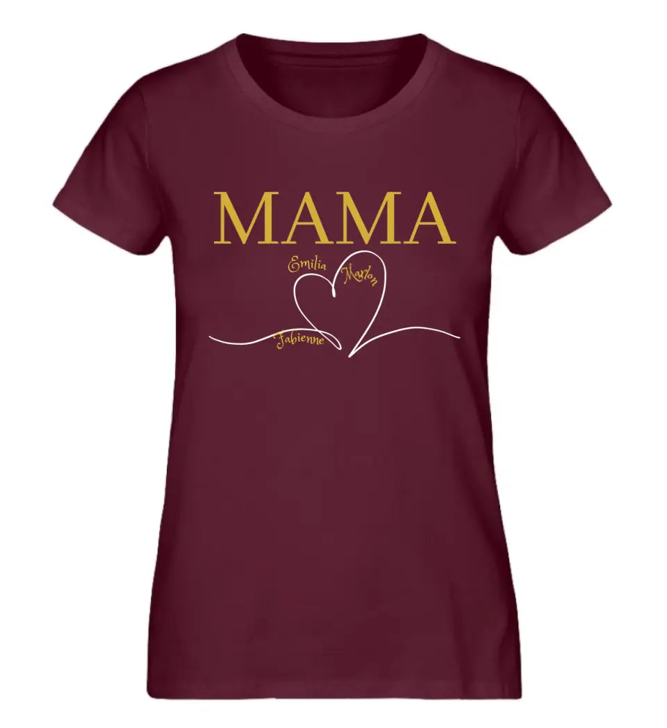 Mama Herz personalisiertes Premium Shirt aus Biobaumwolle