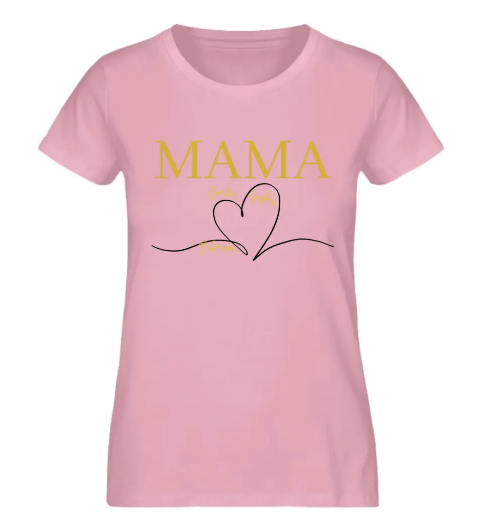 Mama Herz personalisiertes Premium Shirt aus Biobaumwolle