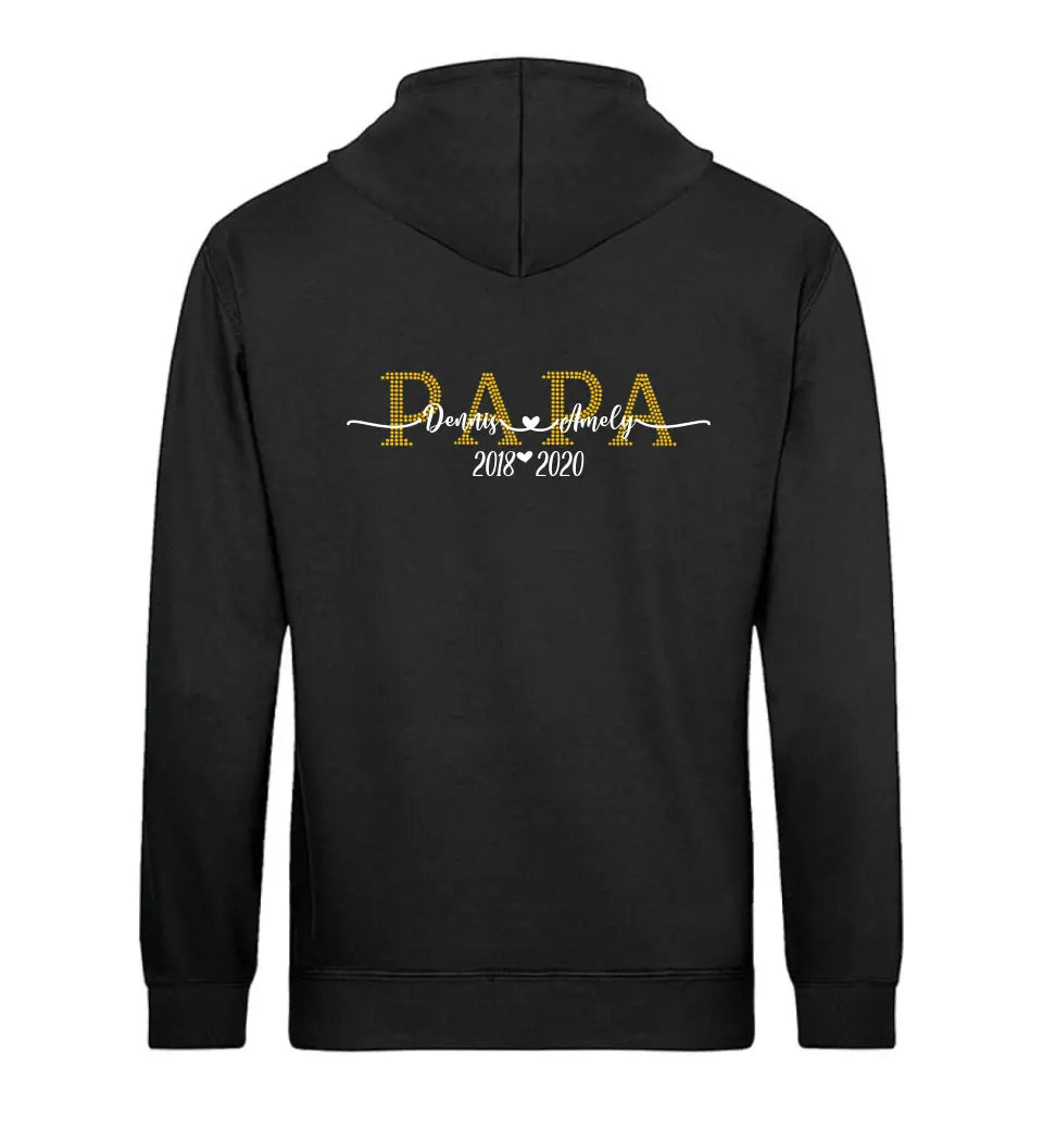 Mama & Papa Premium Hoodie personalisierbar - Front- und Rückenmotiv