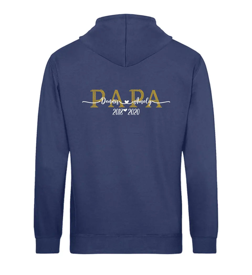 Mama & Papa Premium Hoodie personalisierbar - Front- und Rückenmotiv