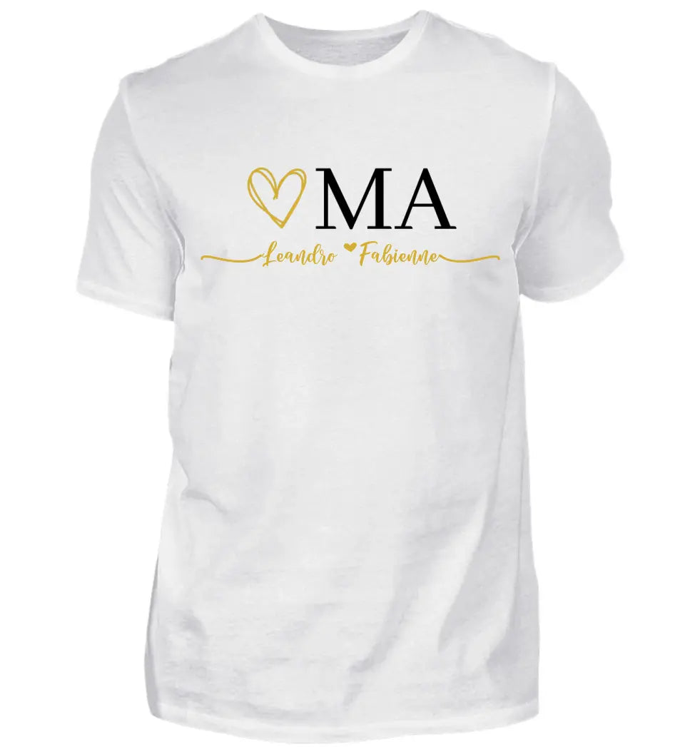 Oma & Opa Herz personalisiertes Premium Shirt aus Biobaumwolle