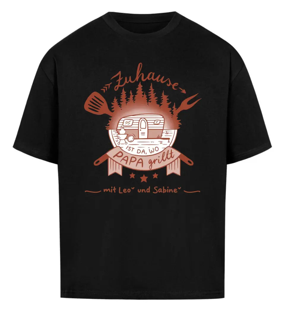 Zuhause ist da, wo Papa grillt - Premium T-Shirt personalisierbar