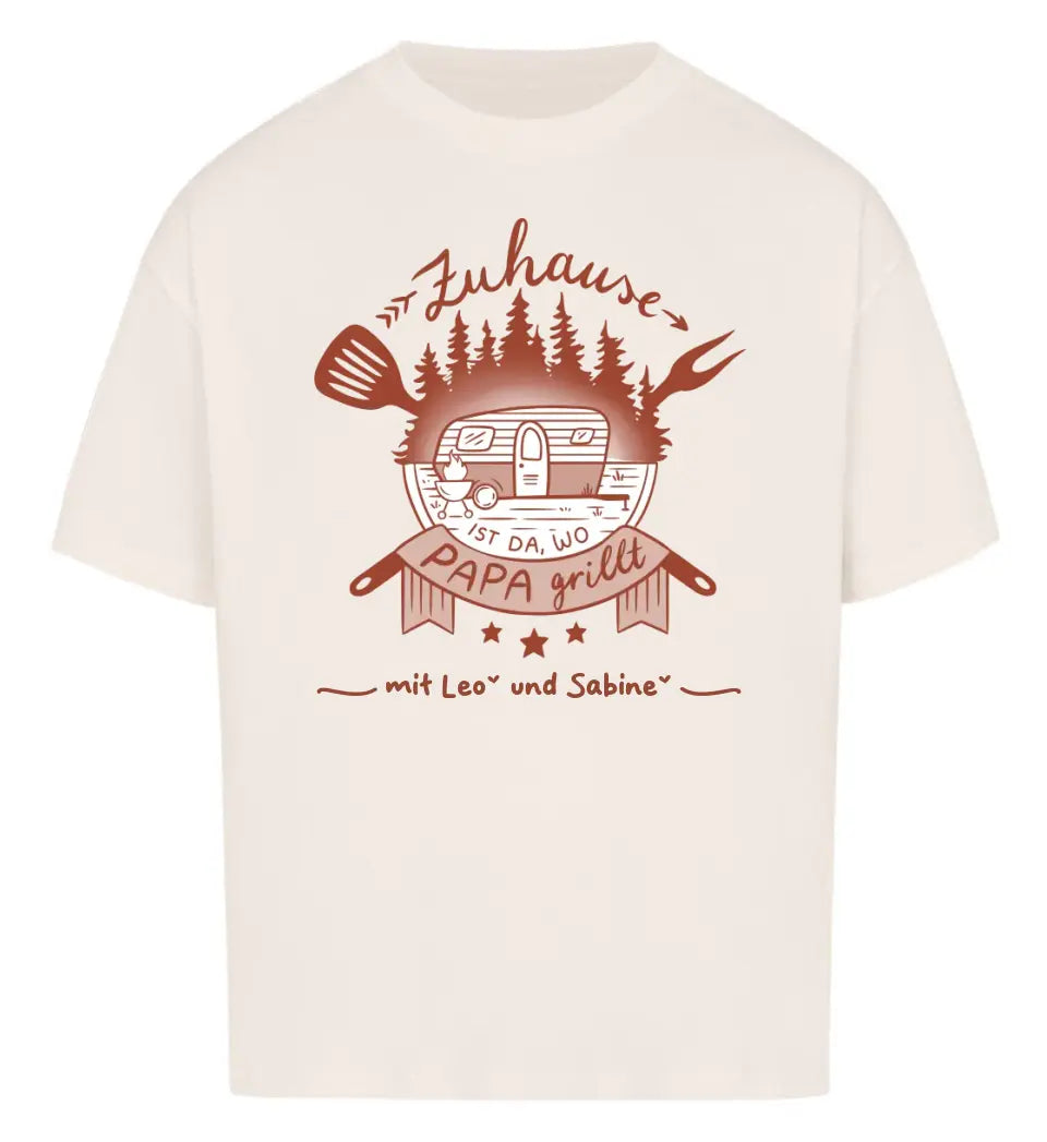 Zuhause ist da, wo Papa grillt - Premium T-Shirt personalisierbar