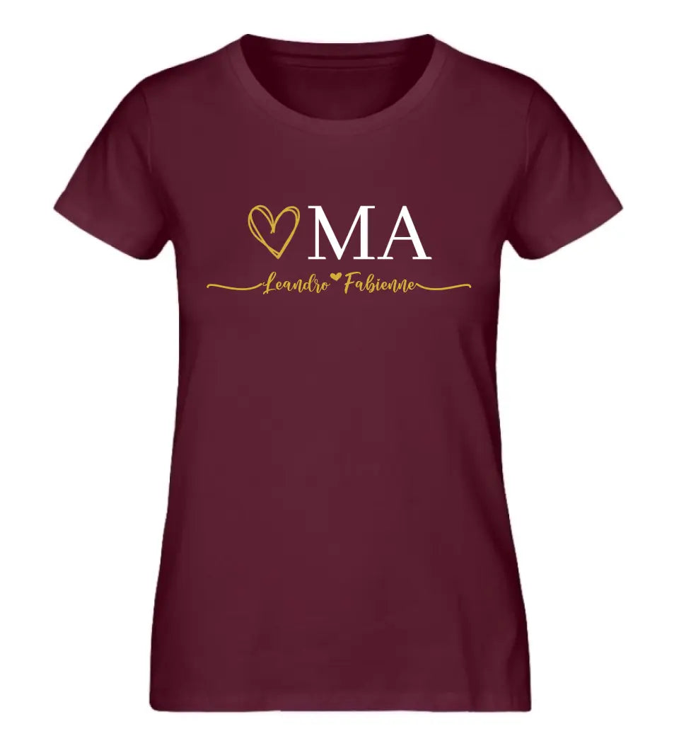 Oma & Opa Herz personalisiertes Premium Shirt aus Biobaumwolle