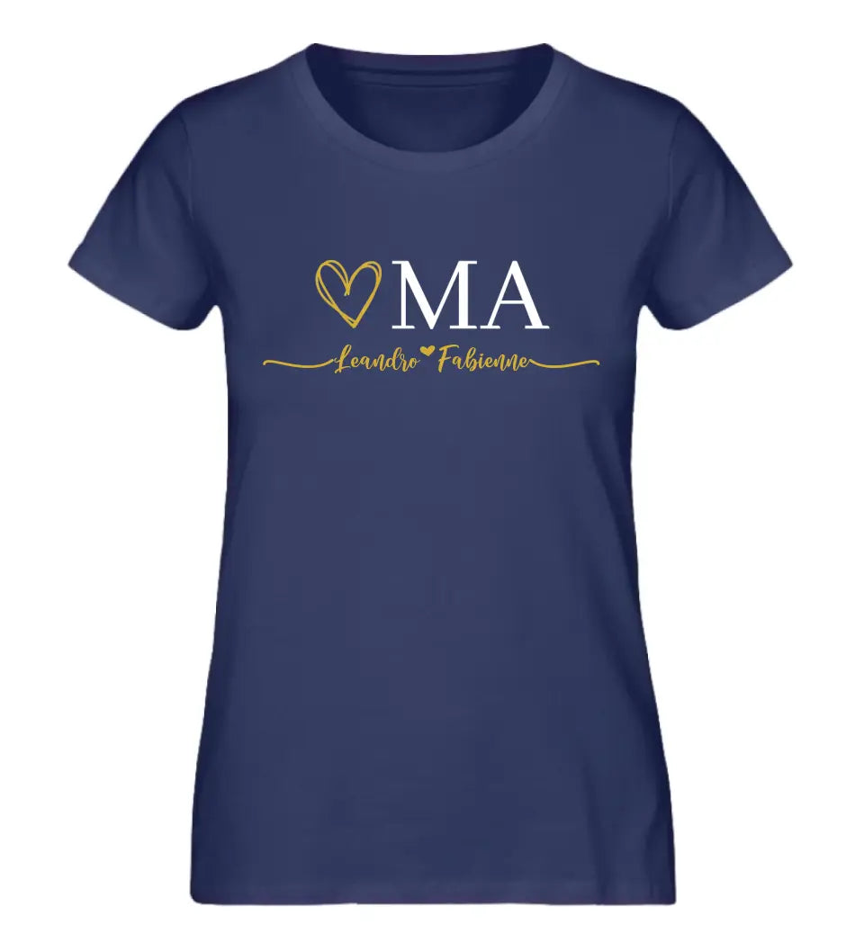 Oma & Opa Herz personalisiertes Premium Shirt aus Biobaumwolle