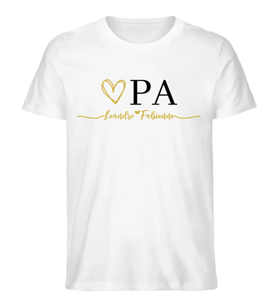 Oma & Opa Herz personalisiertes Premium Shirt aus Biobaumwolle