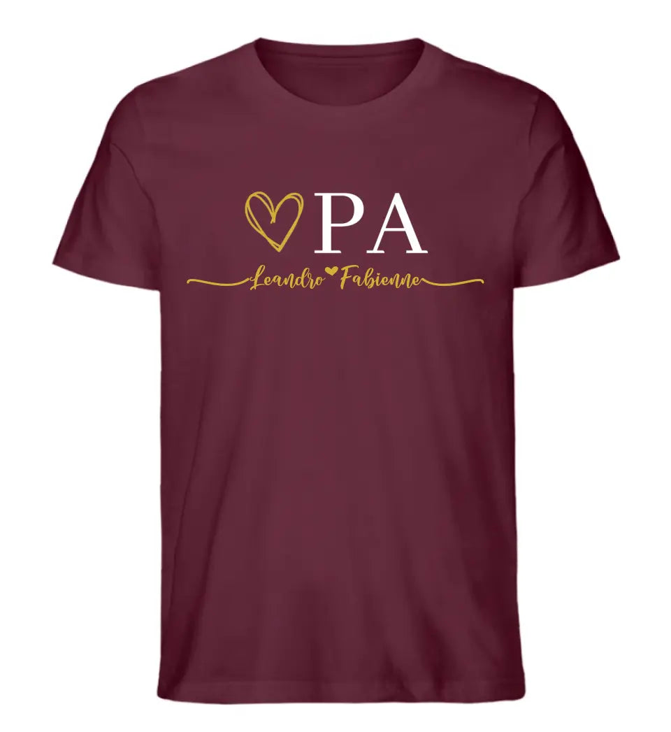 Oma & Opa Herz personalisiertes Premium Shirt aus Biobaumwolle