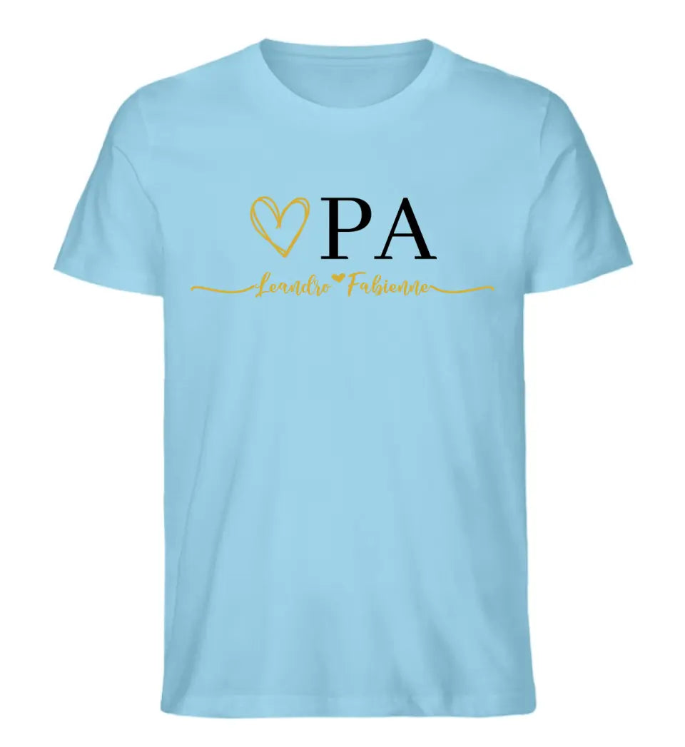 Oma & Opa Herz personalisiertes Premium Shirt aus Biobaumwolle