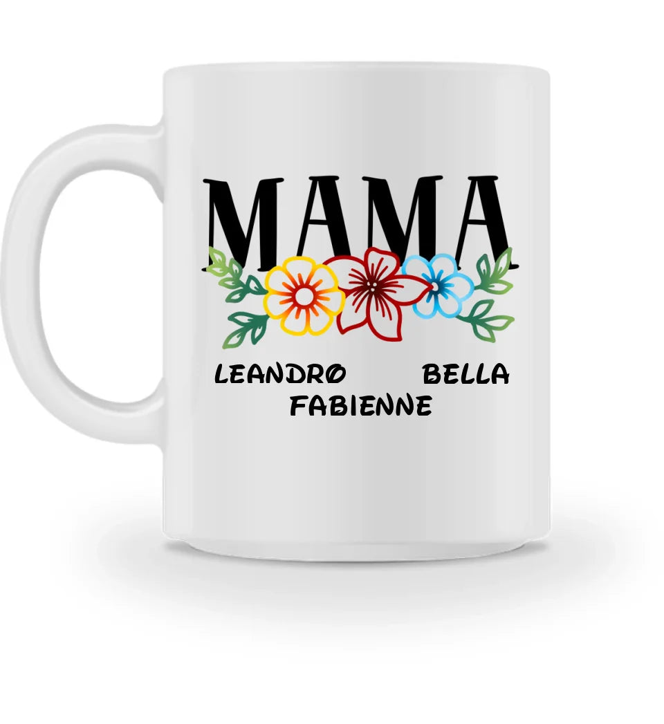 Blumen Mama Tasse Personalisierbar