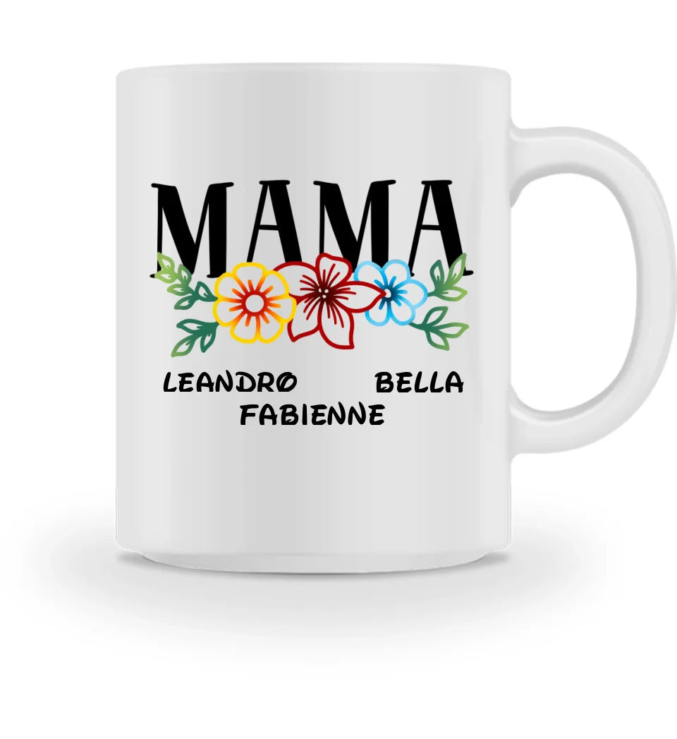 Blumen Mama Tasse Personalisierbar