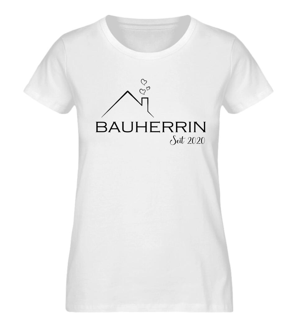 Bauherrin und Bauherr personalisiertes Premium Shirt aus Biobaumwolle