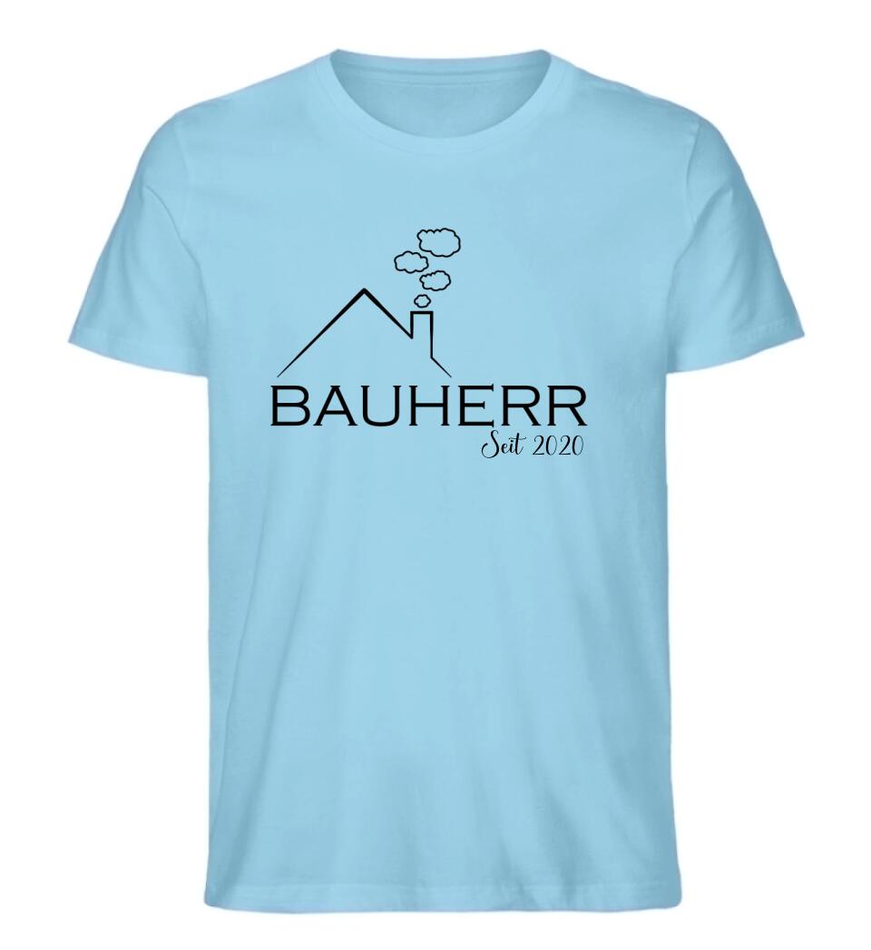 Bauherrin und Bauherr personalisiertes Premium Shirt aus Biobaumwolle