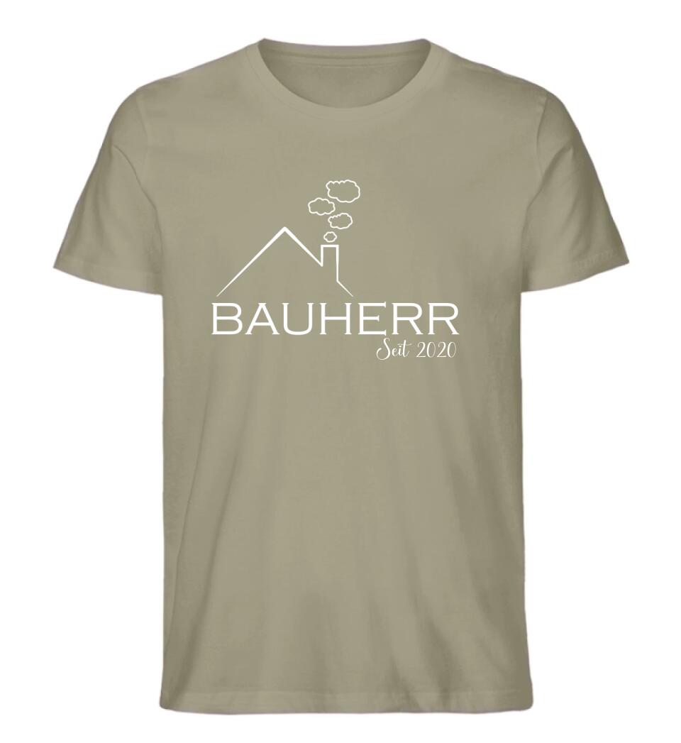 Bauherrin und Bauherr personalisiertes Premium Shirt aus Biobaumwolle