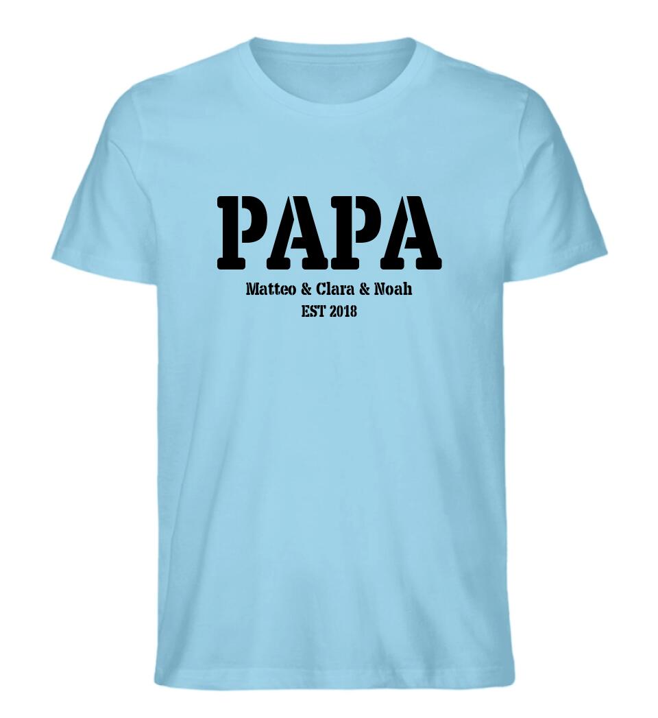 PAPA EST Premium Shirt aus Biobaumwolle personalisierbar