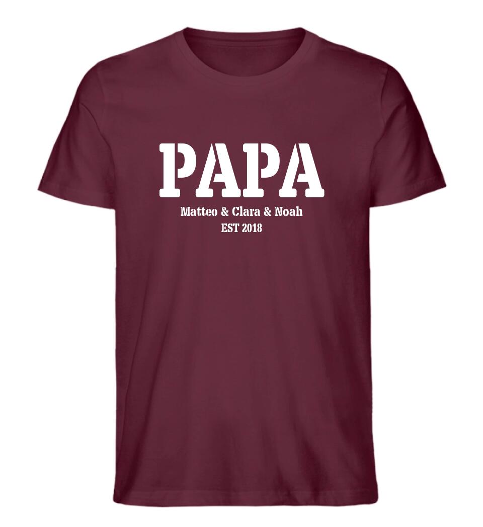 PAPA EST Premium Shirt aus Biobaumwolle personalisierbar