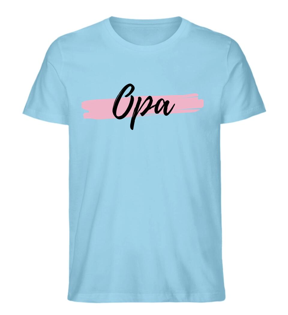 Opa Oma Mama Papa mit Farbstreifen - Premium Shirt aus Biobaumwolle personalisierbar