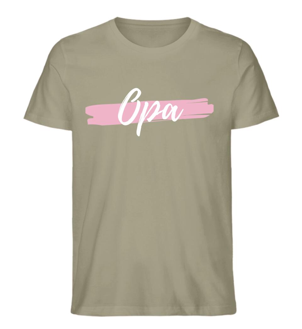 Opa Oma Mama Papa mit Farbstreifen - Premium Shirt aus Biobaumwolle personalisierbar