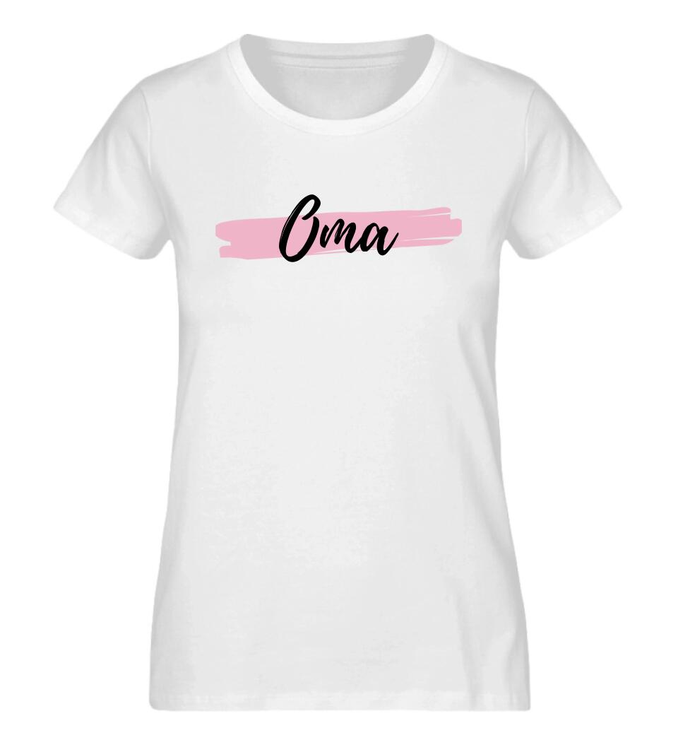 Opa Oma Mama Papa mit Farbstreifen - Premium Shirt aus Biobaumwolle personalisierbar