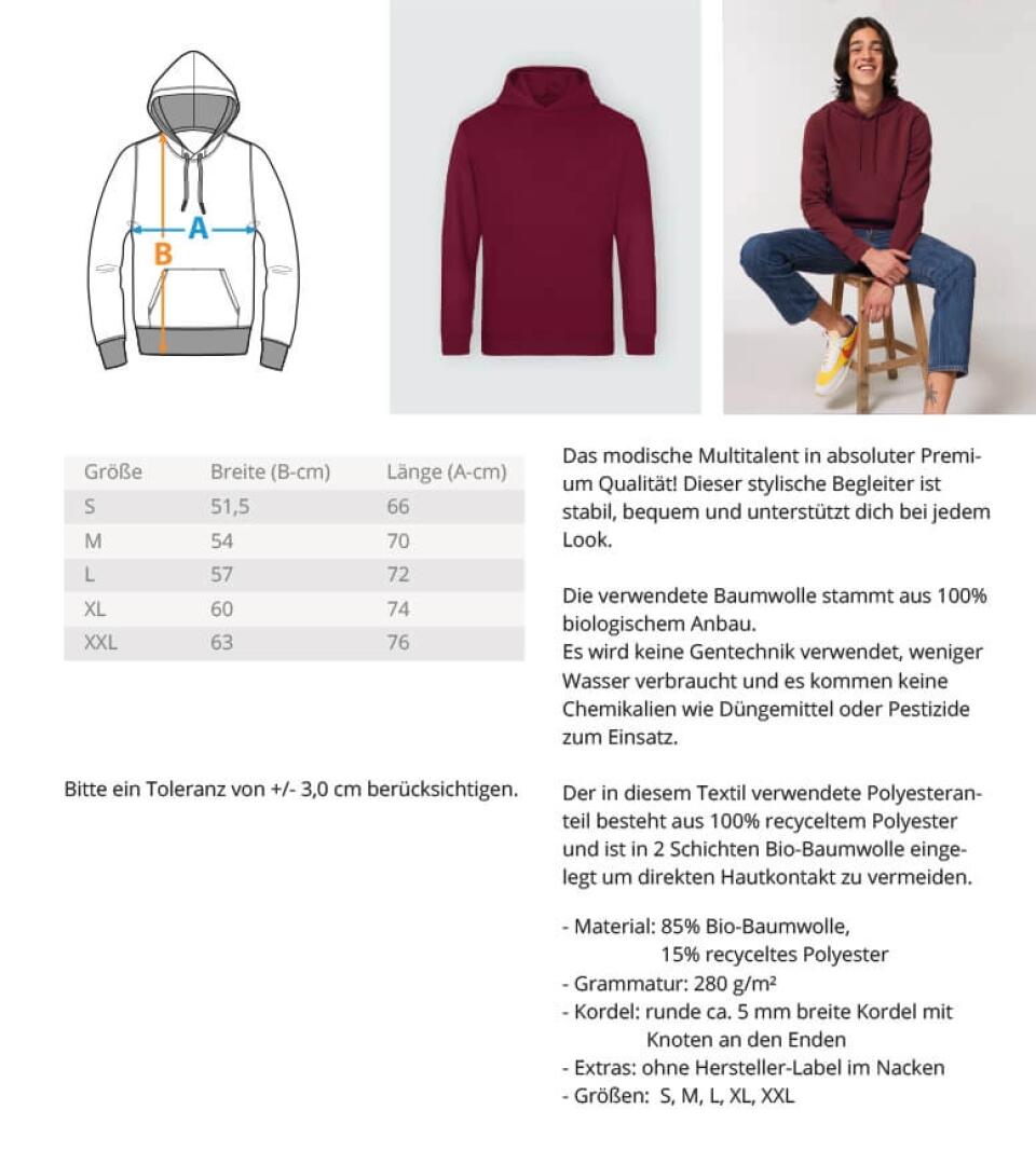 Libelle Rückenmotiv personalisierter Premium Hoodie aus Biobaumwolle