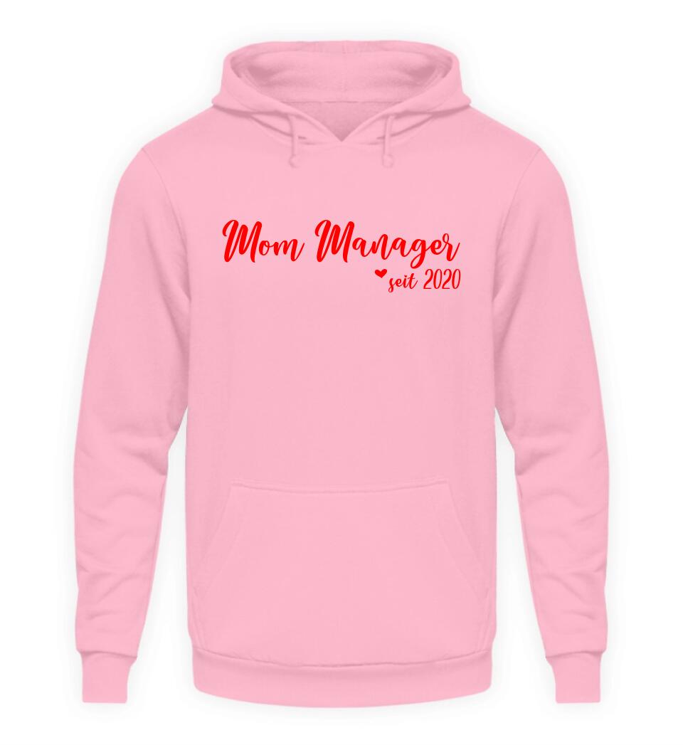 MOM MANAGER Schreibschrift in Rosenfarben - Hoodie personalisierbar