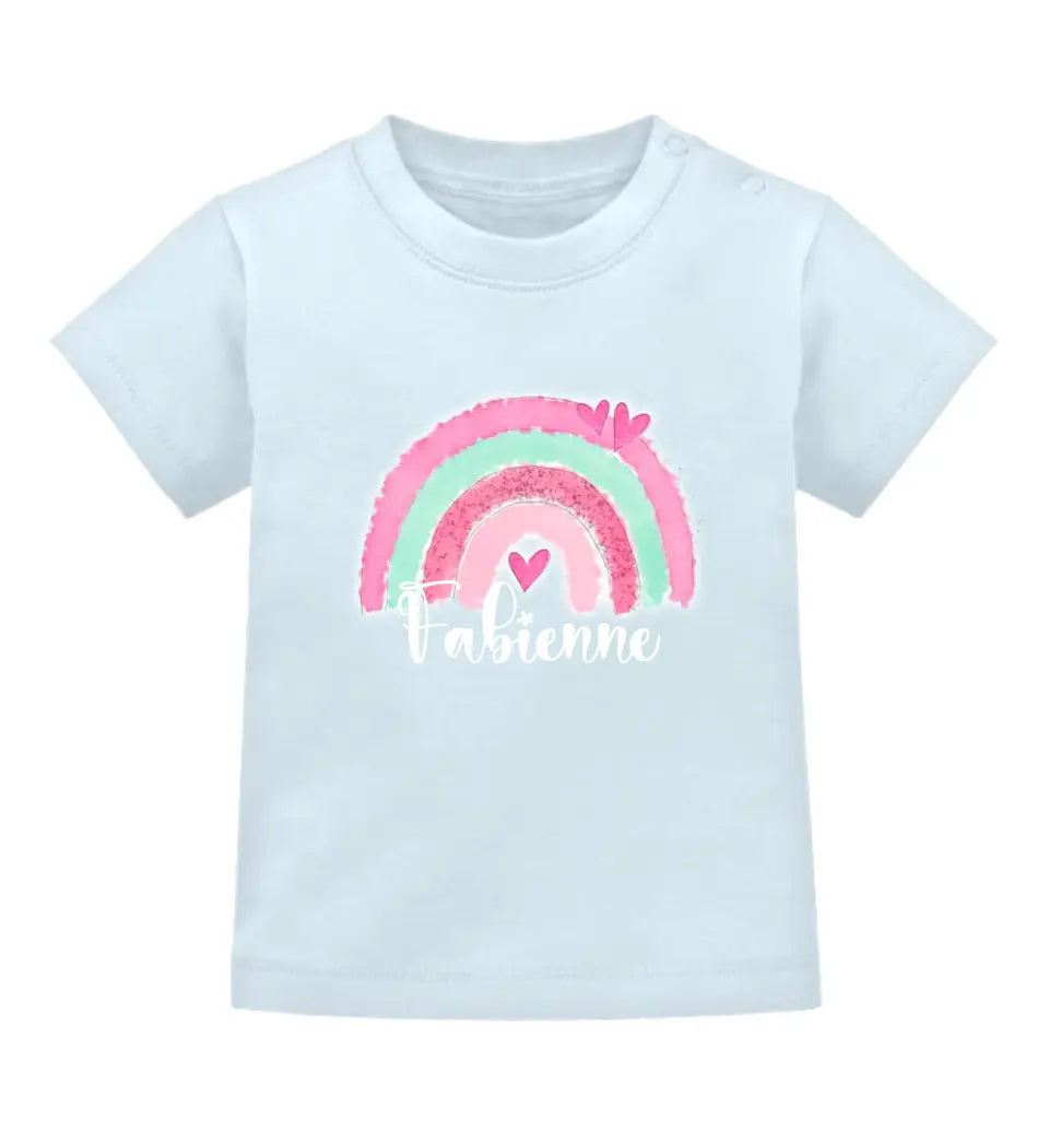 Regenbogen Baby T-Shirt personalisierbar