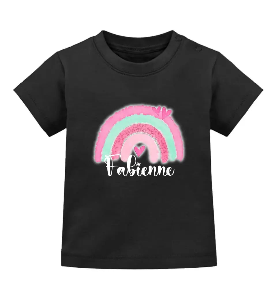 Regenbogen Baby T-Shirt personalisierbar