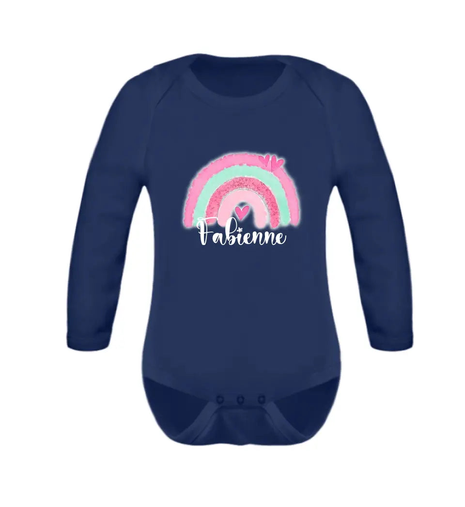 Regenbogen Baby T-Shirt personalisierbar