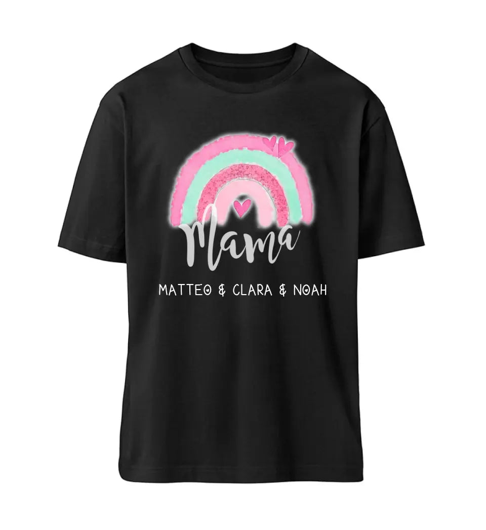 Regenbogen Mama T-Shirt aus Biobaumwolle Personalisierbar