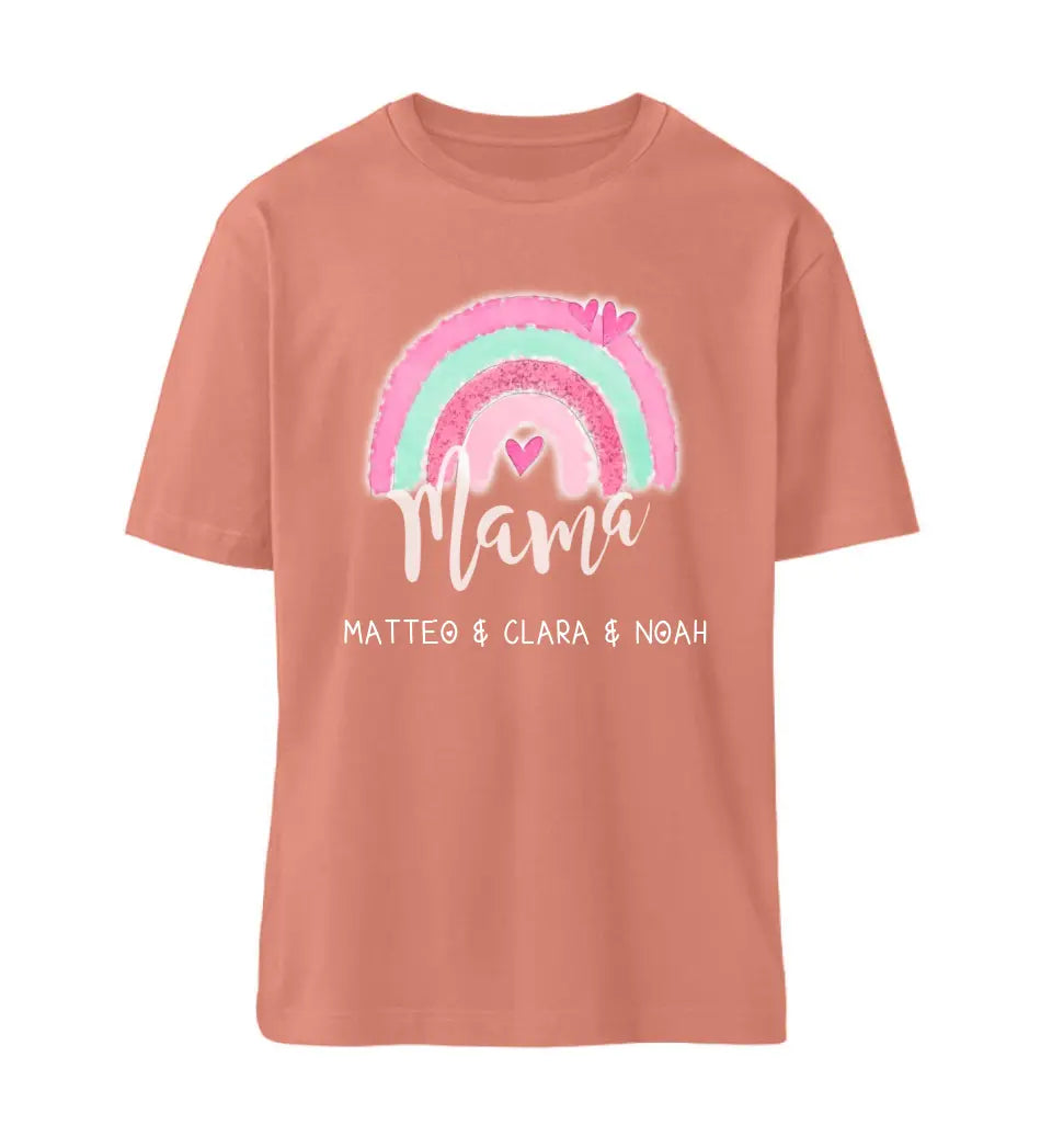 Regenbogen Mama T-Shirt aus Biobaumwolle Personalisierbar