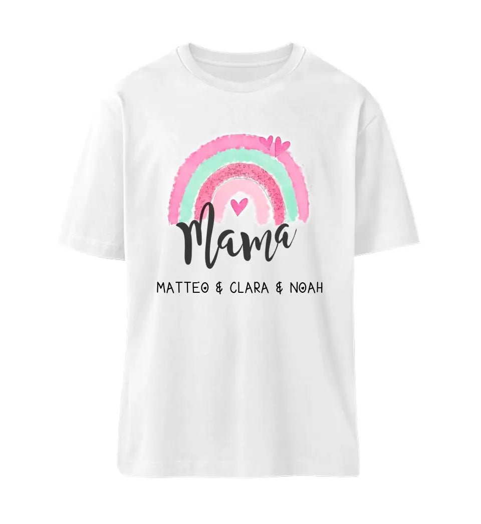 Regenbogen Mama T-Shirt aus Biobaumwolle Personalisierbar