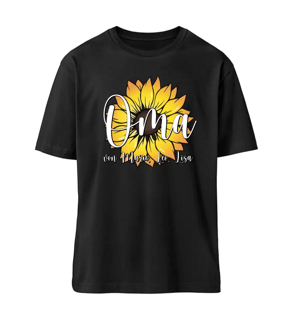 Oma Wunschname Sonnenblume - Personalisierbares Premium T-Shirt