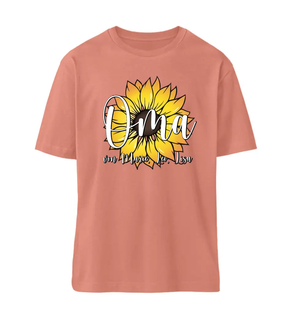 Oma Wunschname Sonnenblume - Personalisierbares Premium T-Shirt