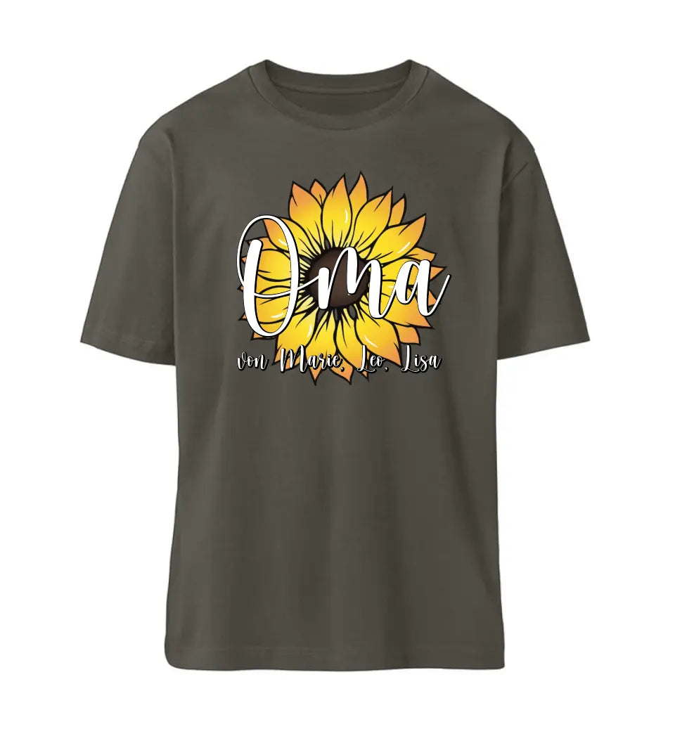 Oma Wunschname Sonnenblume - Personalisierbares Premium T-Shirt