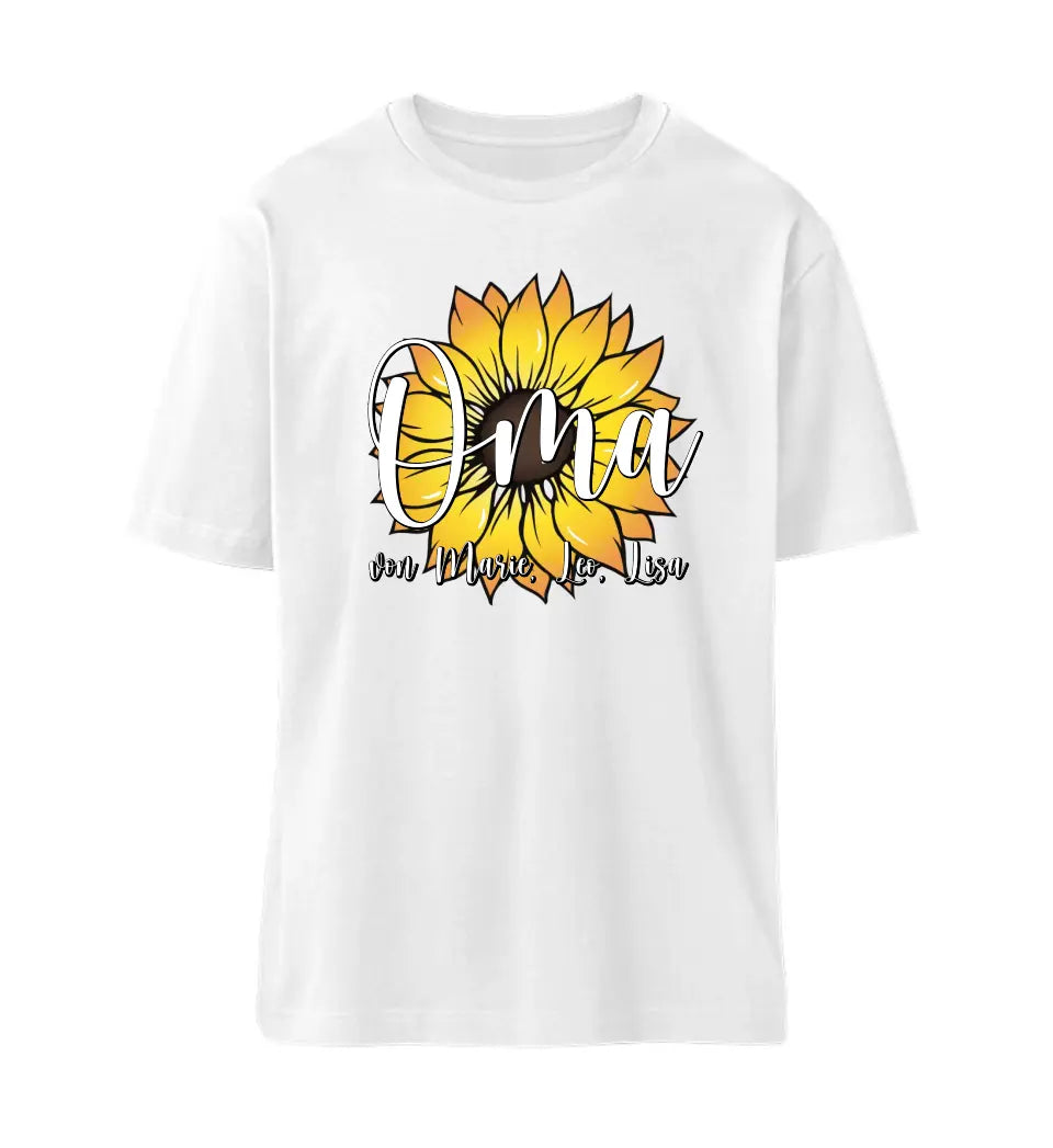 Oma Wunschname Sonnenblume - Personalisierbares Premium T-Shirt