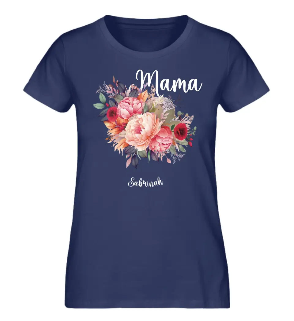 Mama mit Blumen Premium T-Shirt personalisierbar