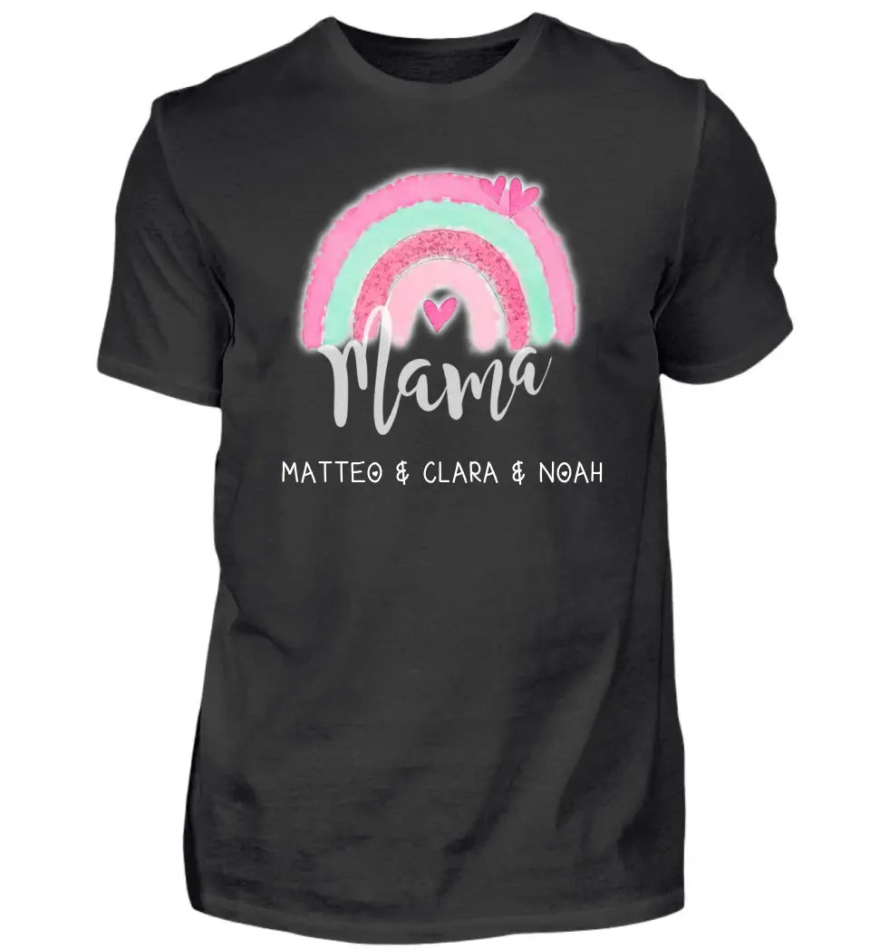 Regenbogen Mama T-Shirt aus Biobaumwolle Personalisierbar